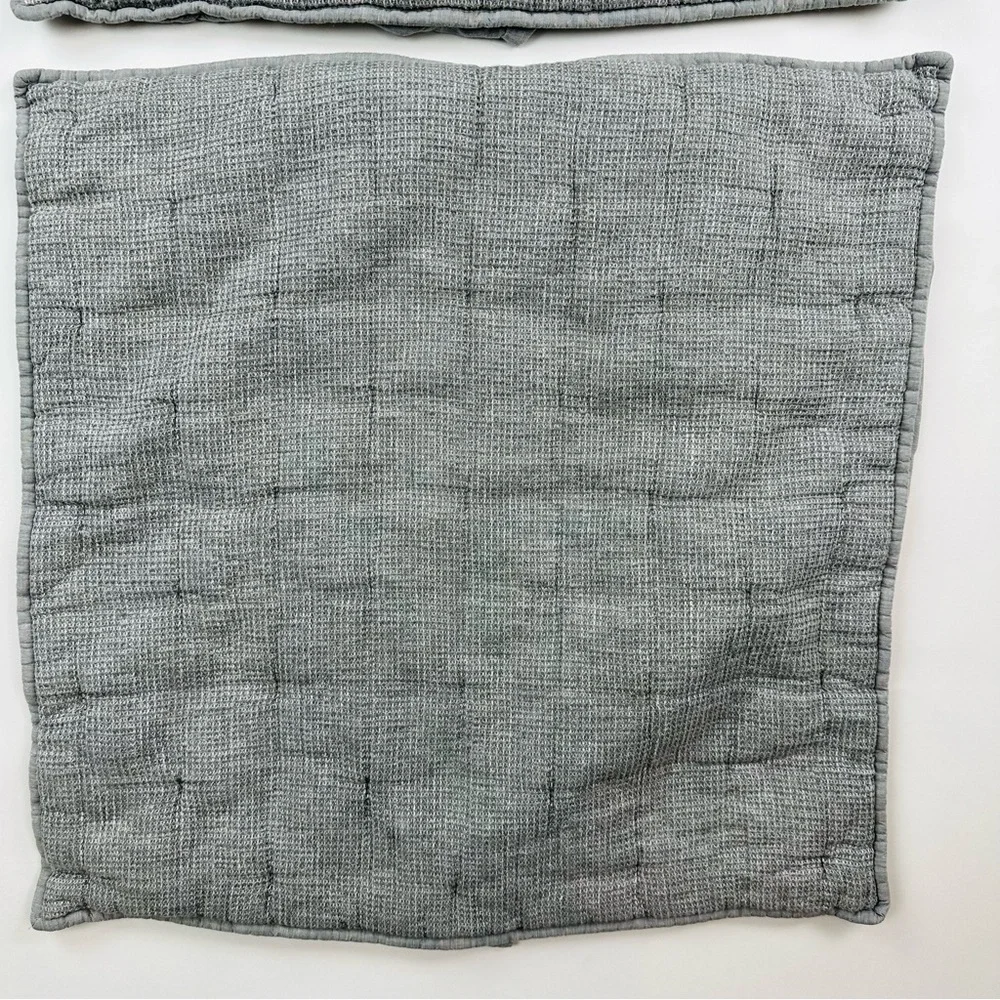 Pottery Barn Gray Textured Linen Cotton Euro Shams Pillow Covers Bedding